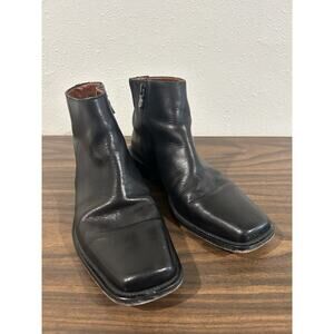 Donald J. Pliner Pryce Boots Mens Size 8 M Black Leather Side Zip Square Toe